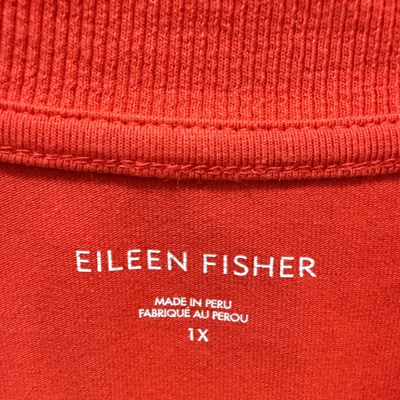 Eileen Fisher Women's Vibrant Red Orange Organic Cotton Spandex Shirt Size 1X - Picture 5 of 7